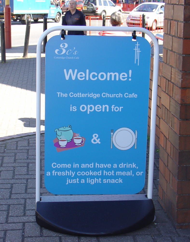 Sign displayed outside when coffee bar is open