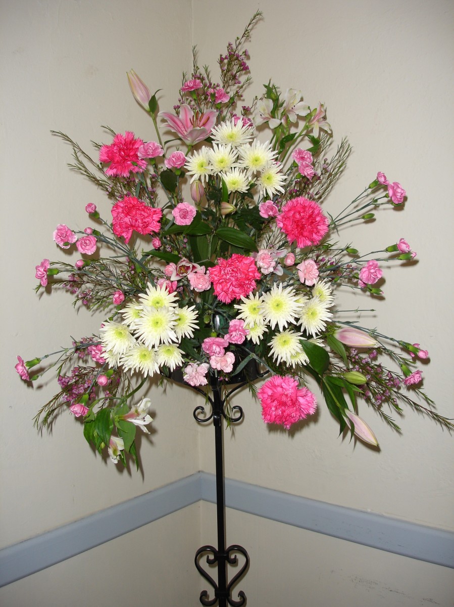 Pedestal flowers in the Malvern Room